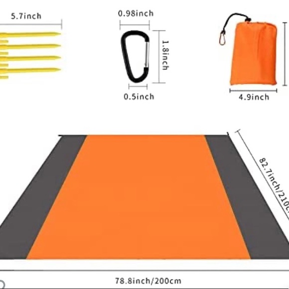 Large foldable beach mat with pouch and stakes- NEW - Picture 2 of 3